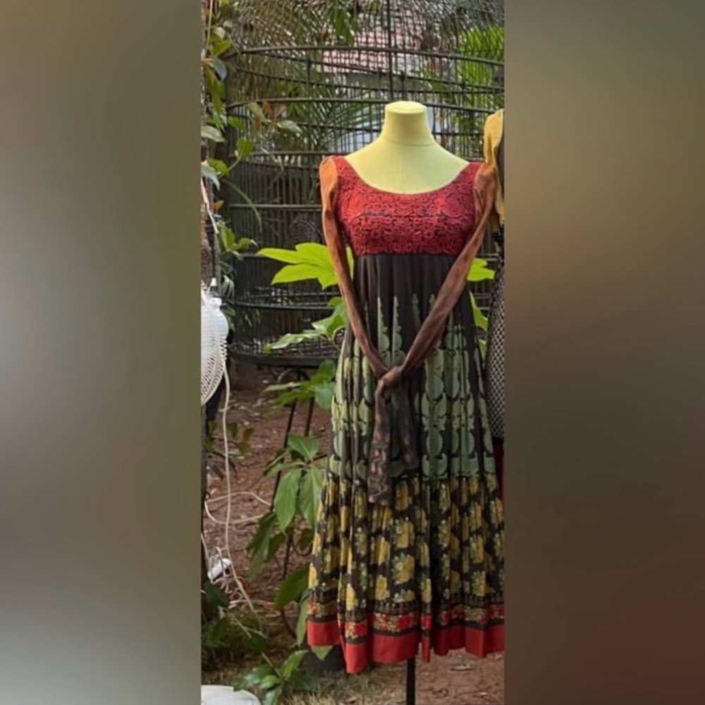 Elegant Multicolor Black Designer Sabyasachi Maxi Anarkali Dress